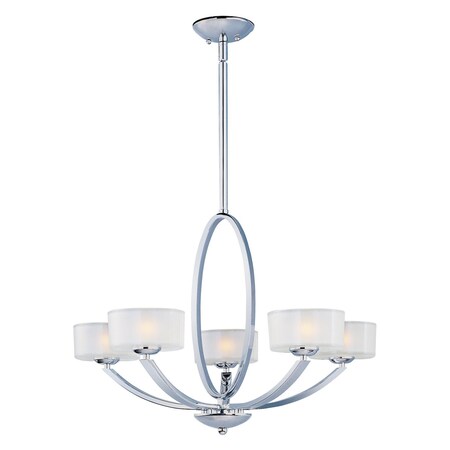 Maxim Five Light Polished Chrome Frosted Glass Drum Shade Chandelier 19045FTPC